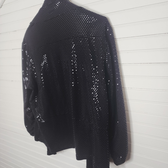 Tribal Black Metallic Dot Open Front Jacket Cardigan XL - Picture 11 of 11